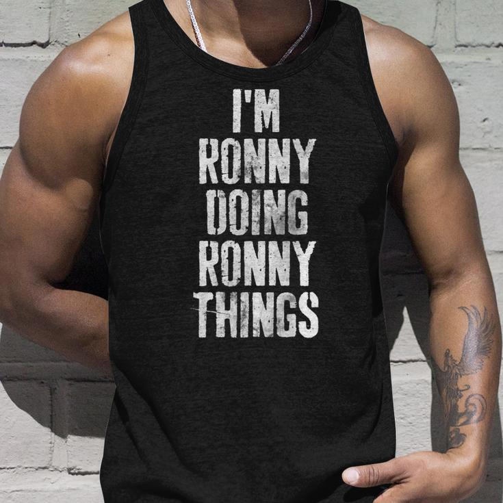 Im Ronny Doing Ronny Things Personalized First Name Unisex Tank Top Gifts for Him