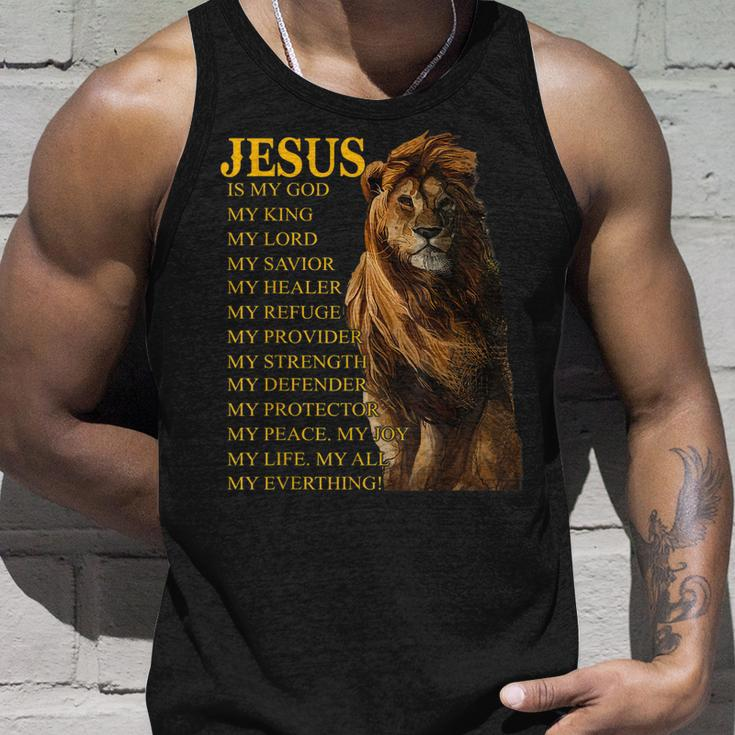 Jesus Is My God King My Lord My Savior Healer Christian Lion Unisex Tank Top Gifts for Him