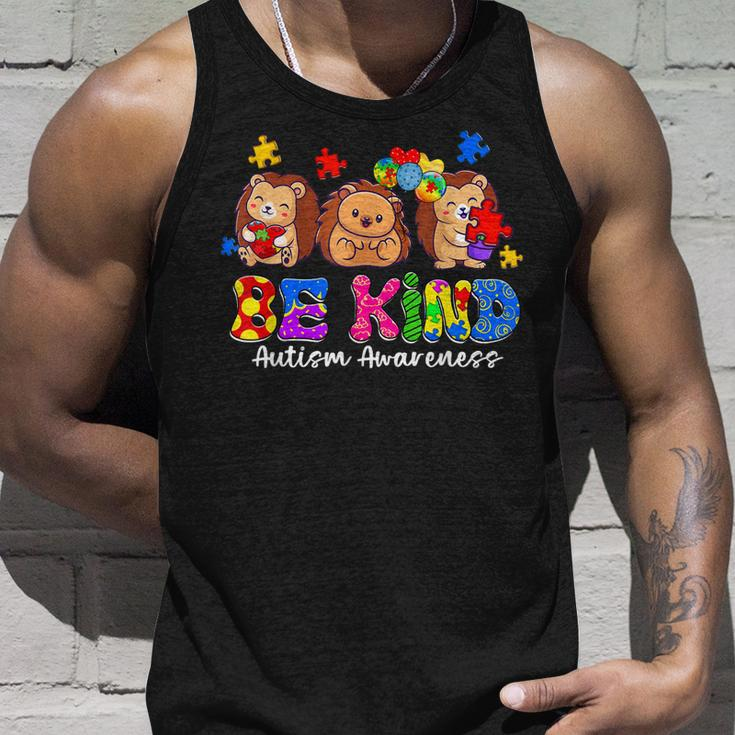 Be Kind Hedgehog Puzzle Pieces Autism Awareness Tank Top Gifts for Him