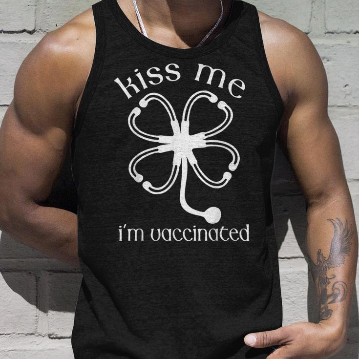 Kiss Me Im Irish And Vaccinated Funny St Patricks Day Unisex Tank Top Gifts for Him