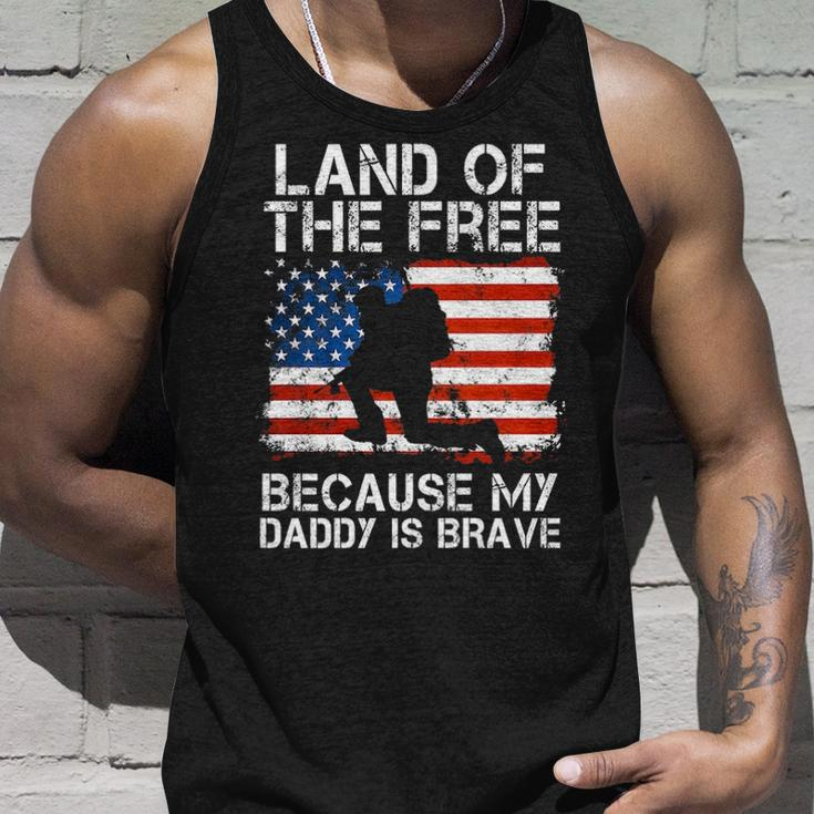 Land Of The Free Because My Daddy Is Brave Military Child Unisex Tank Top Gifts for Him