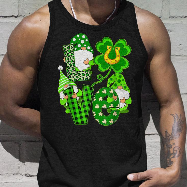 Leopard Love Three Gnomes Lucky Shamrock St Patricks Day Unisex Tank Top Gifts for Him