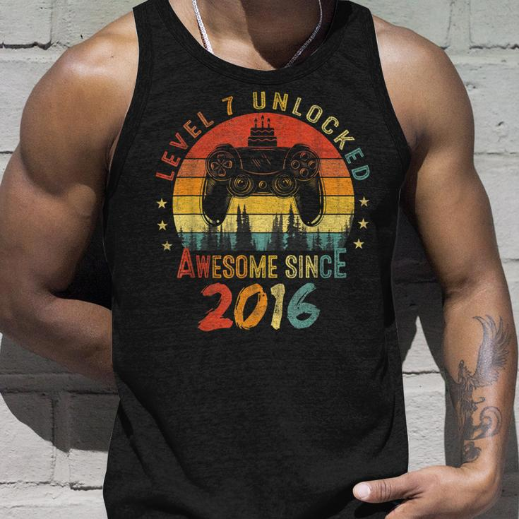 Level 7 Unlocked Awesome Since 2016 7Th Birthday Gaming V3 Unisex Tank Top Gifts for Him