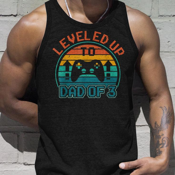 Leveled Up To Dad Of 3 Funny Gaming Daddy Again Vintage Unisex Tank Top Gifts for Him