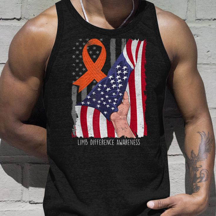 Limb Difference Awareness American Flag Orange Ribbon Unisex Tank Top Gifts for Him