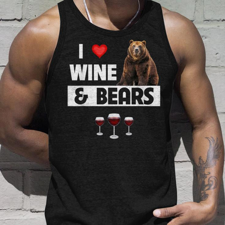 I Love Wine And Bears Lustiges Trinken Camping Wildtiere Tier Tank Top Geschenke für Ihn