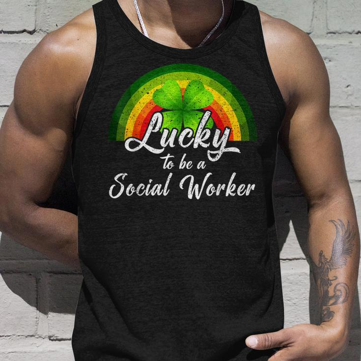 Lucky To Be A Social Worker St Patricks Day Rainbow Gifts Unisex Tank Top Gifts for Him