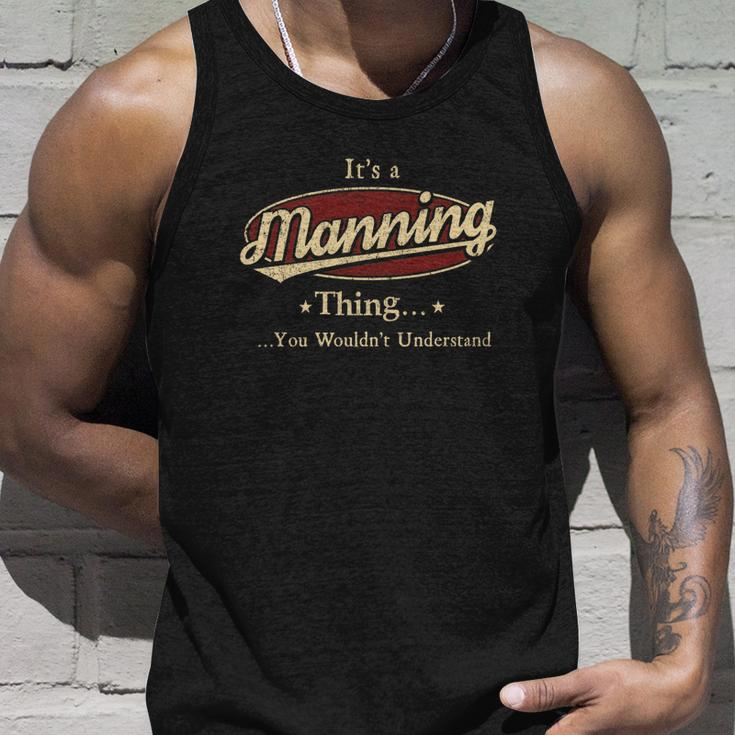 Manning Last Name Manning Family Name Crest Unisex Tank Top Gifts for Him