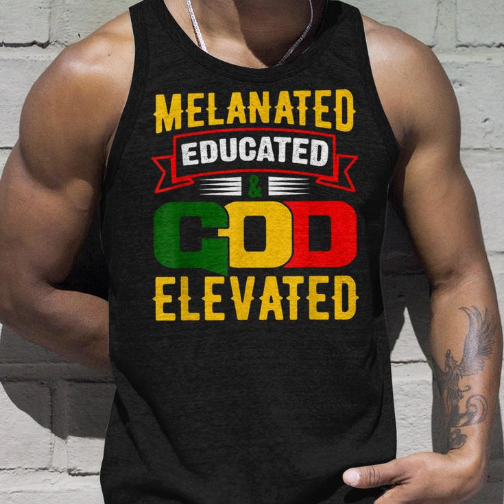 Melanated Educated And God Elevated Black History Month Unisex Tank Top Gifts for Him