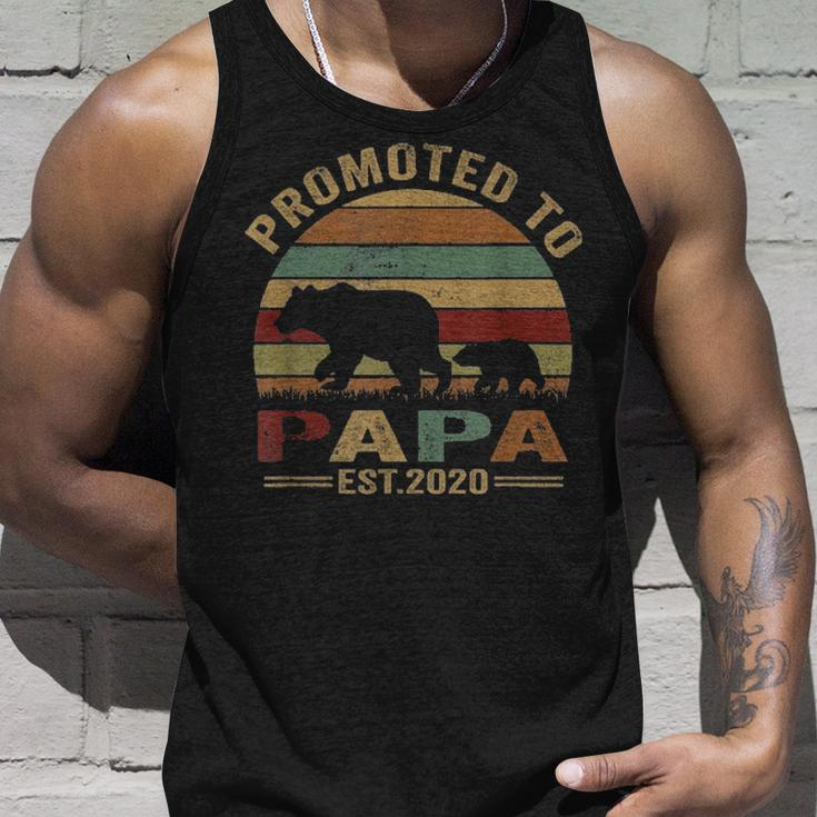 Mens Bear Promoted To Papa Est 2021 Vintage Fathers Day Gift Unisex Tank Top Gifts for Him