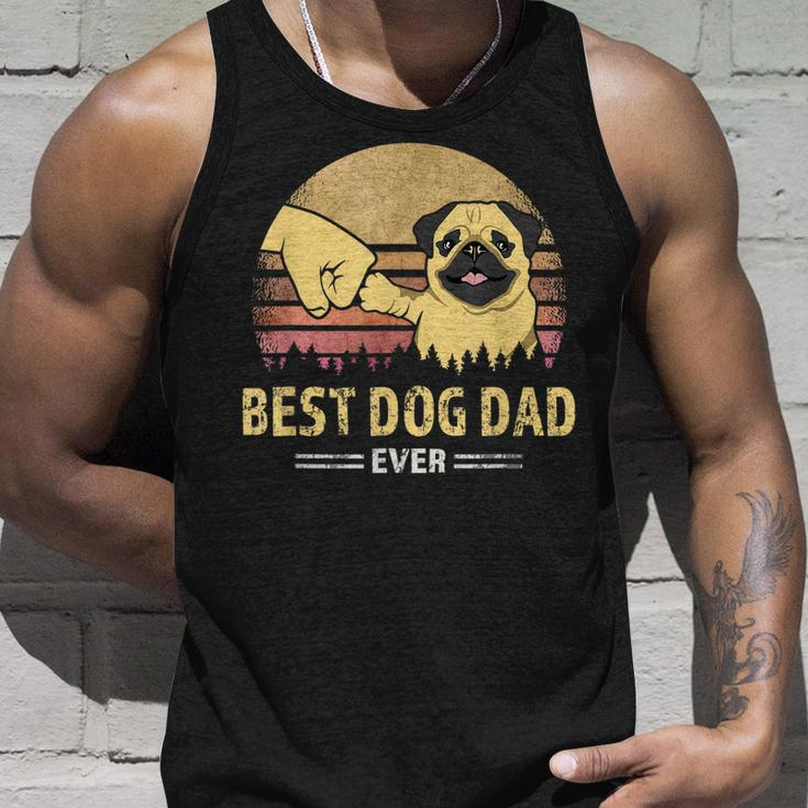 Mens Best Dog Dad Ever Pug Retro Design Proud Vintage Puppy Lover Unisex Tank Top Gifts for Him
