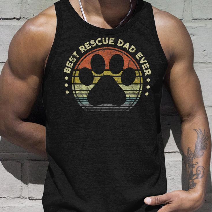 Mens Best Rescue Dad Ever - Vintage Retro Mens Dog Cat Lover Unisex Tank Top Gifts for Him
