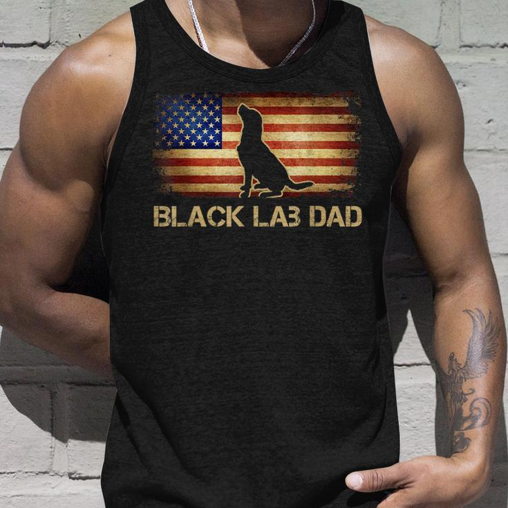 Mens Black Lab Dad Vintage American Flag Patriotic Dog Lover Unisex Tank Top Gifts for Him