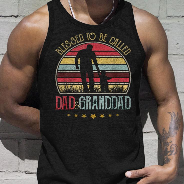 Mens Blessed To Be Called Dad And Granddad Vintage Fathers Day Unisex Tank Top Gifts for Him