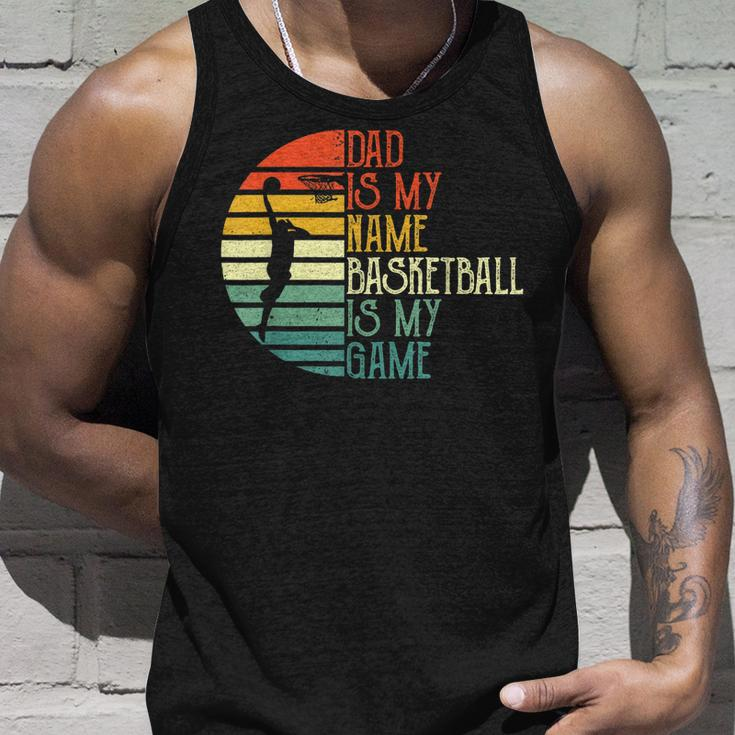 Mens Dad Is My Name Basketball Is My Game Sport Fathers Day Unisex Tank Top Gifts for Him