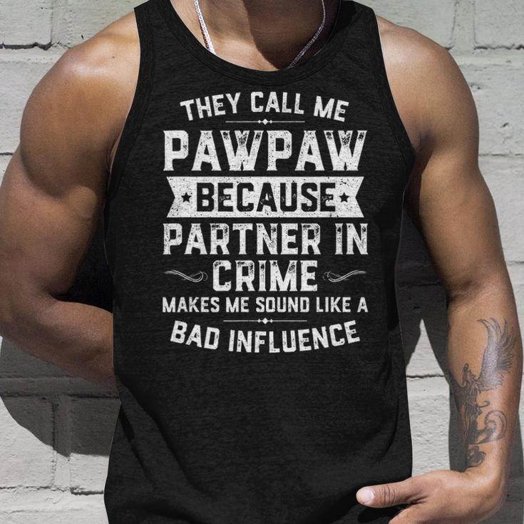 Mens Fathers Day They Call Me Pawpaw Because Partner In Crime Unisex Tank Top Gifts for Him