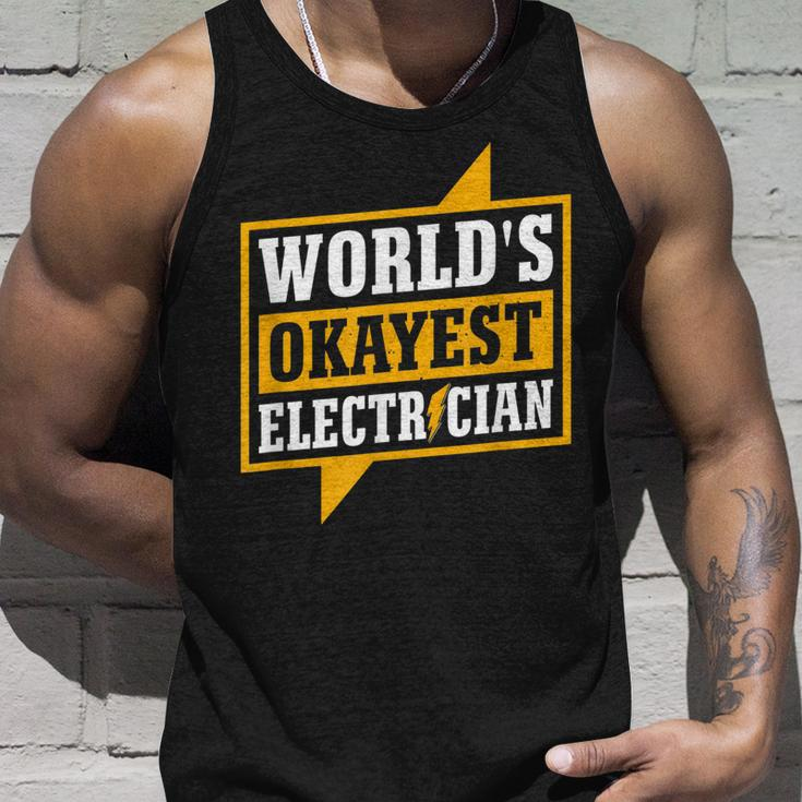 Mens Funny Worlds Okayest Electritian Gift Husband Dad Men Unisex Tank Top Gifts for Him