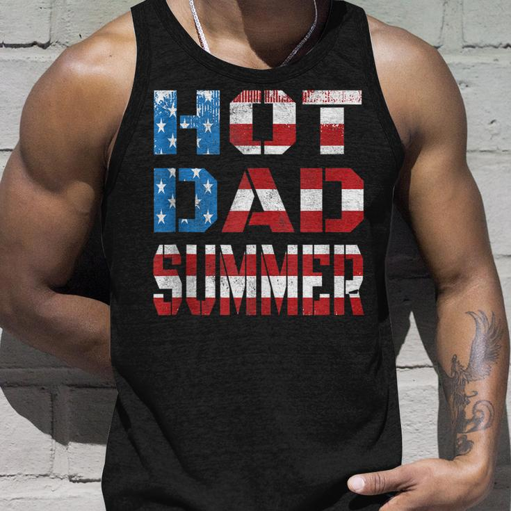 Mens Hot Dad Summer Funny Father Patriotic Usa Flag July 4Th Unisex Tank Top Gifts for Him