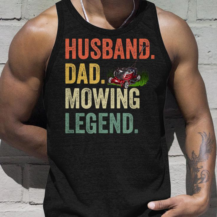 Mens Husband Dad Mowing Legend Lawn Care Gardener Father Funny V2 Unisex Tank Top Gifts for Him