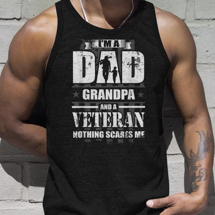 Mens I Am A Dad Grandpa And A Veteran Nothing Scares Me Usa Gift Unisex Tank Top Gifts for Him