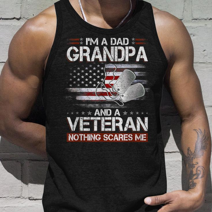 Mens I Am A Dad Grandpa And A Veteran Nothing Scares Me Usa Gifts Unisex Tank Top Gifts for Him