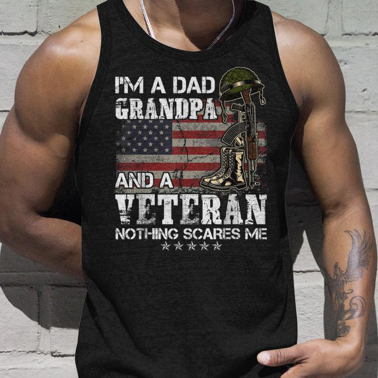 Mens Im A Dad Grandpa And A Veteran Nothing Scares Me Unisex Tank Top Gifts for Him