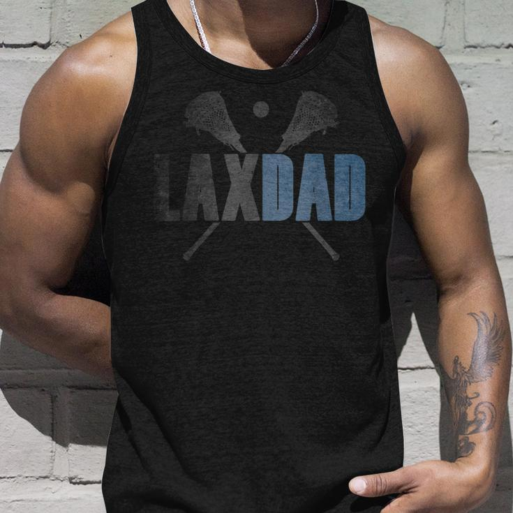 Mens Lax Dad Lacrosse Player Father Coach Sticks Vintage Graphic Unisex Tank Top Gifts for Him