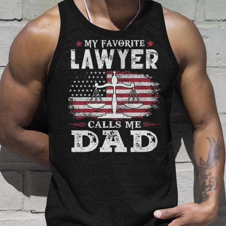 Mens My Favorite Lawyer Calls Me Dad Usa Flag Dad Father Gift Unisex Tank Top Gifts for Him