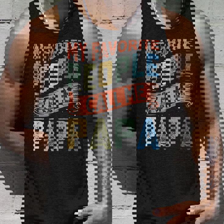 Mens My Favorite People Call Me Papa Vintage Funny Dad Father V2 Men Women Tank Top Graphic Print Unisex Gifts for Him