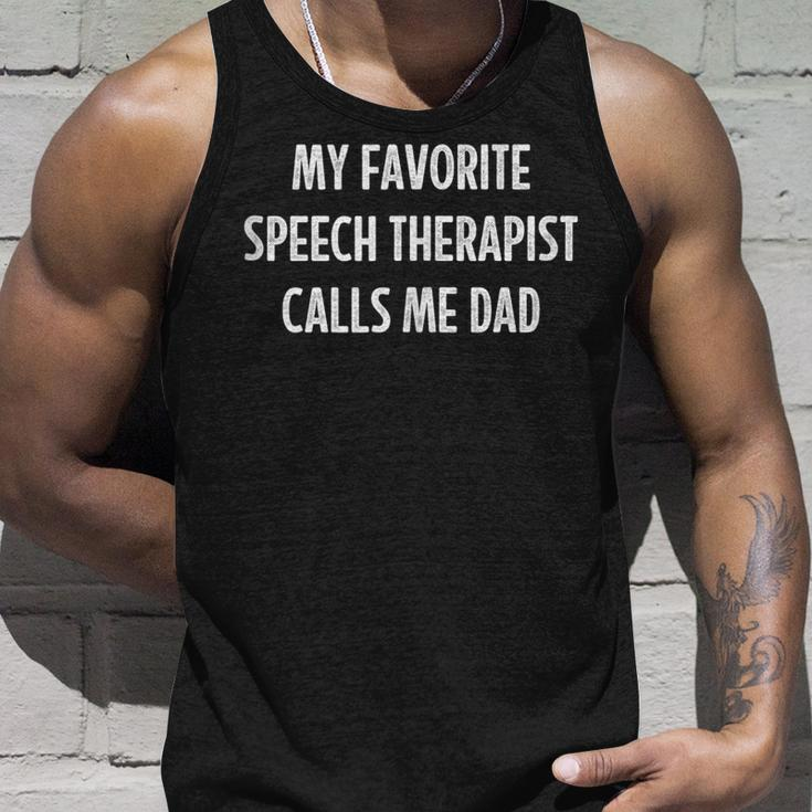 Mens My Favorite Speech Therapist Calls Me Dad - Vintage Style - Unisex Tank Top Gifts for Him