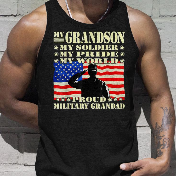 Mens My Grandson My Soldier Hero Proud Military Grandad Gifts Unisex Tank Top Gifts for Him