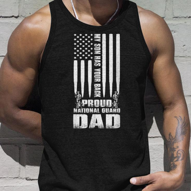 Mens My Son Has Your Back Proud National Guard Dad Army Dad Unisex Tank Top Gifts for Him