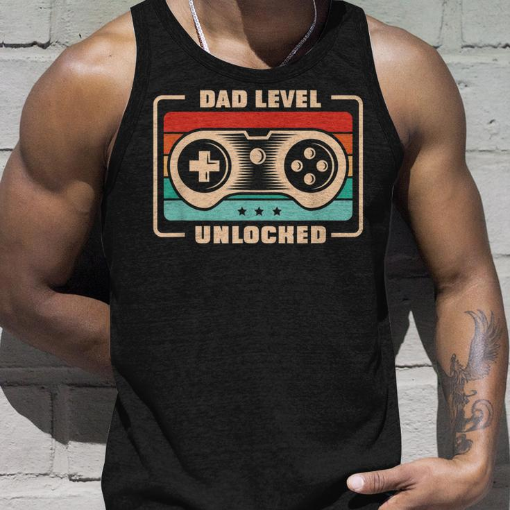 Mens New Dad Vintage Dad Level Unlocked Father Unisex Tank Top Gifts for Him