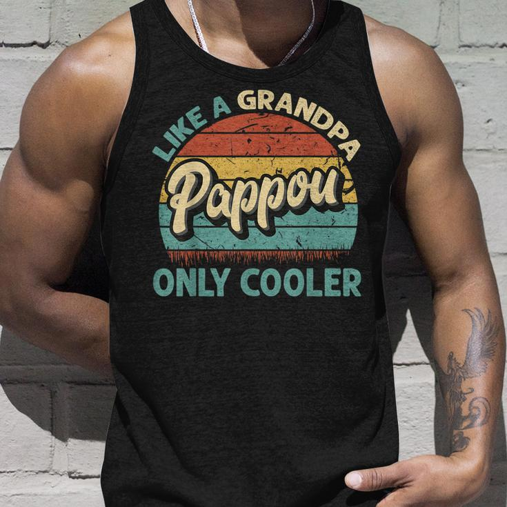 Mens Pappou Like A Grandpa Only Cooler Vintage Dad Fathers Day Unisex Tank Top Gifts for Him