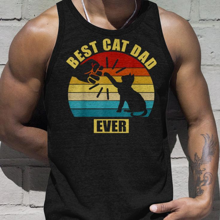 Mens Retro Vintage Best Cat Dad Ever Fist Bump Unisex Tank Top Gifts for Him