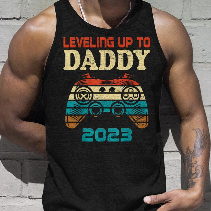 Mens Retro Vintage Leveling Up To Daddy 2023 Promoted To Dad Unisex Tank Top Gifts for Him