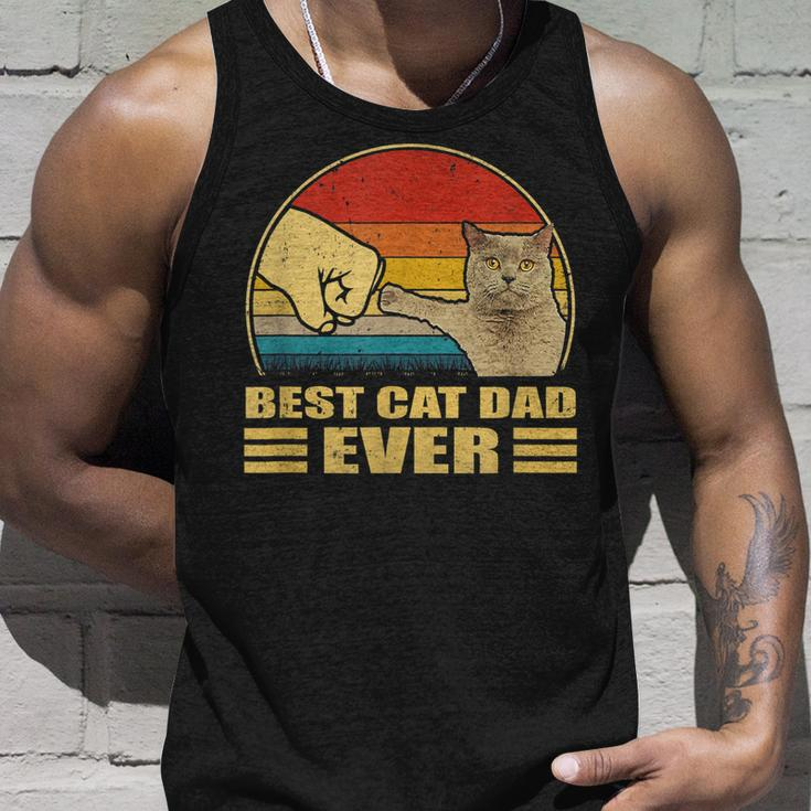 Mens Vintage Best Cat Dad Ever Bump Fit Funny Cat Lover Gift Unisex Tank Top Gifts for Him