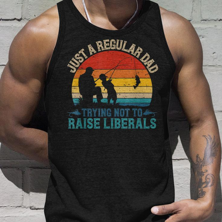 Mens Vintage Fishing Regular Dad Trying Not To Raise Liberals V2 Unisex Tank Top Gifts for Him