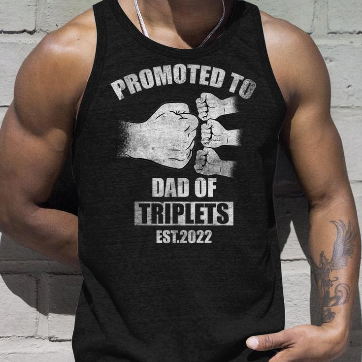 Mens Vintage Promoted To Dad Of Triplets Est 2022 Unisex Tank Top Gifts for Him
