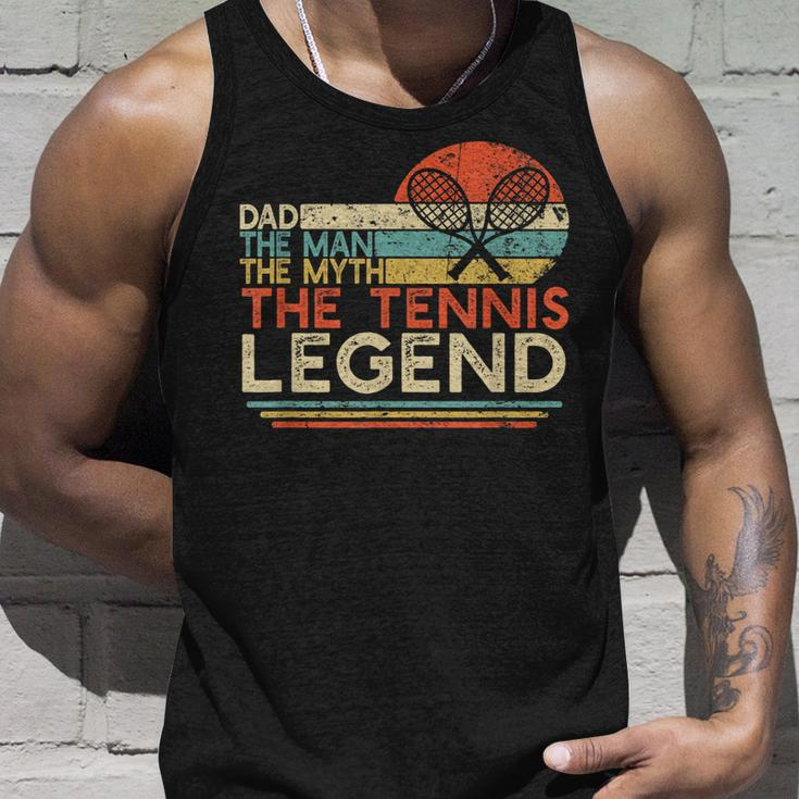 Mens Vintage Tennis Player Dad The Man The Myth The Tennis Legend Unisex Tank Top Gifts for Him