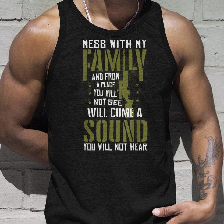 Mess With My Family - Sniper Sound - Military Family Unisex Tank Top Gifts for Him