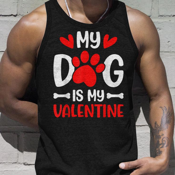 My Dog Is My Valentine Paw Heart Puppy Pet Owner Gifts Unisex Tank Top Gifts for Him