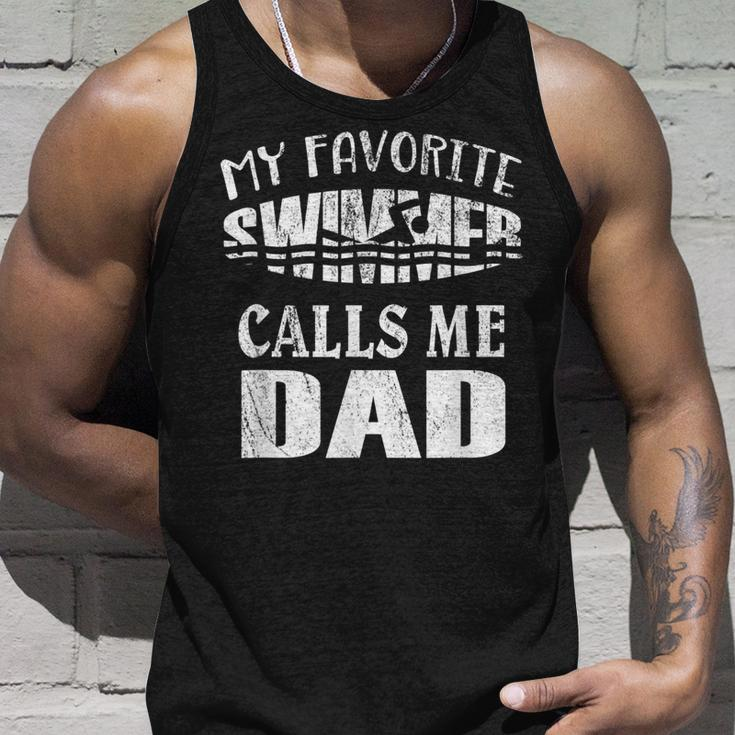 My Favorite Swimmer Calls Me Dad - Vintage Swim Pool Unisex Tank Top Gifts for Him