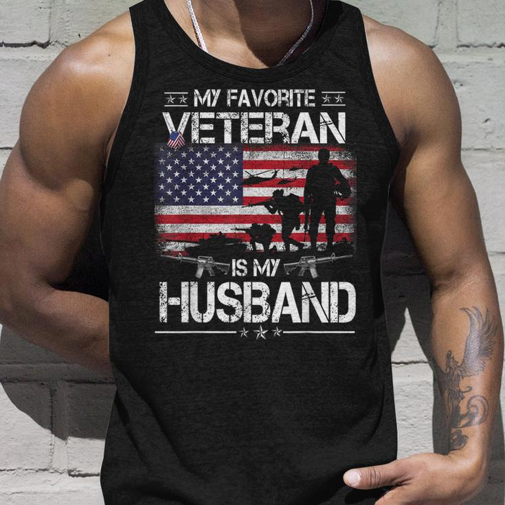 My Favorite Veteran Is My Husband - Flag Father Veterans Day Unisex Tank Top Gifts for Him