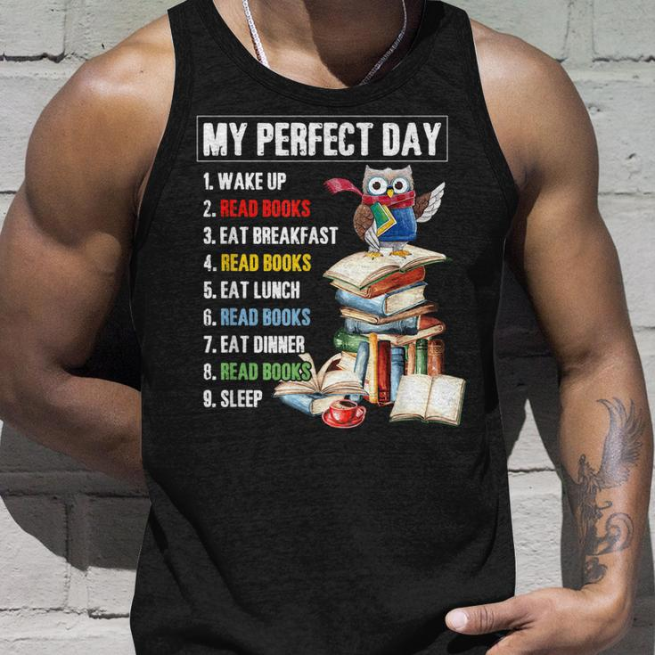 My Perfect Day Read Books Funny Reading Book Lover Unisex Tank Top Gifts for Him