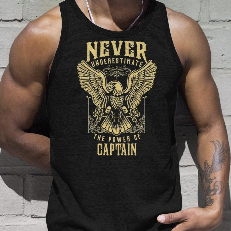 Never Underestimate The Power Of Captain Personalized Last Name Unisex Tank Top Gifts for Him