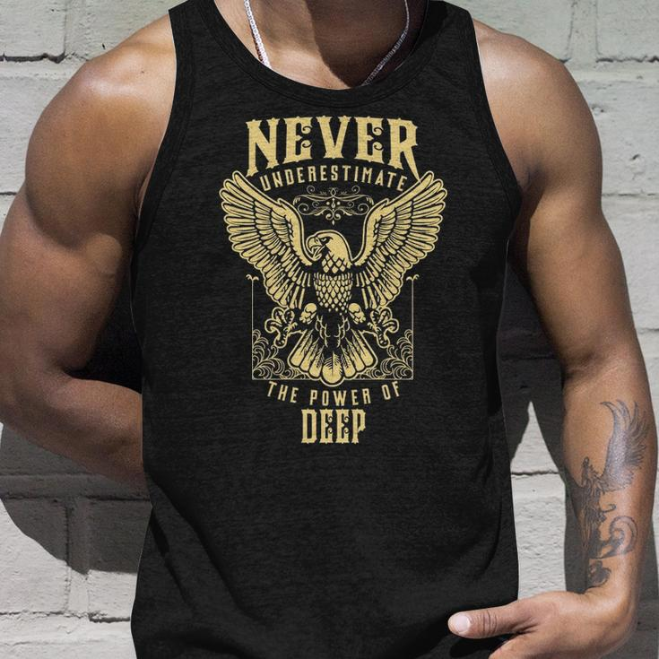 Never Underestimate The Power Of Deep Personalized Last Name Unisex Tank Top Gifts for Him