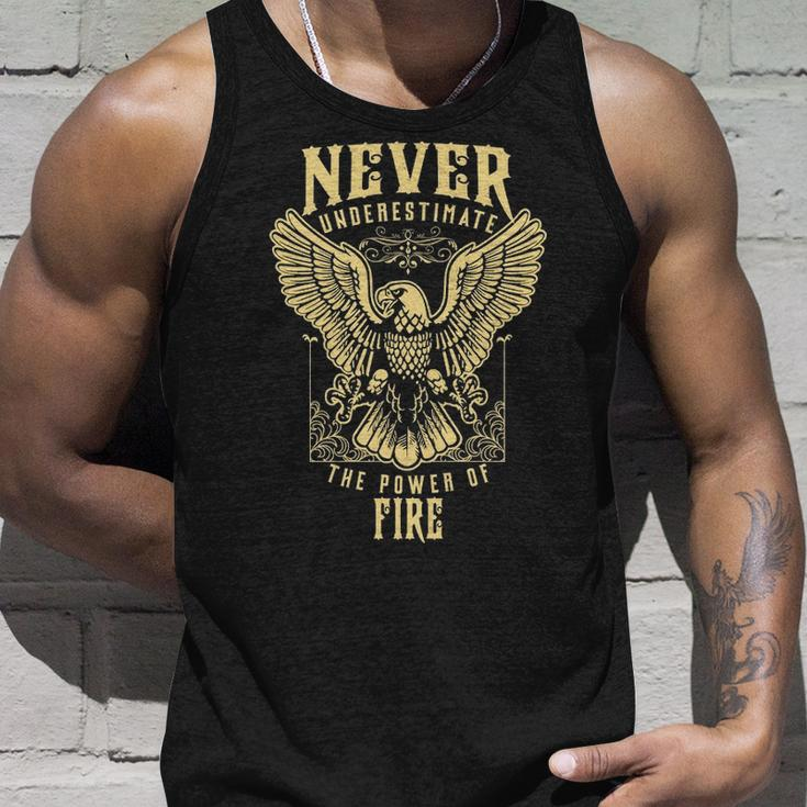 Never Underestimate The Power Of Fire Personalized Last Name Unisex Tank Top Gifts for Him