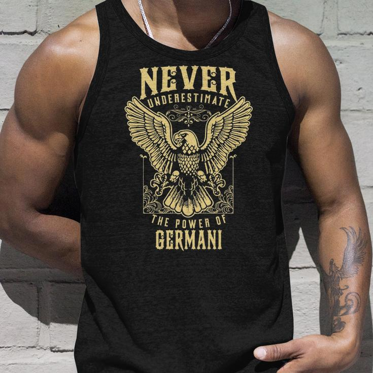 Never Underestimate The Power Of Germani Personalized Last Name Unisex Tank Top Gifts for Him