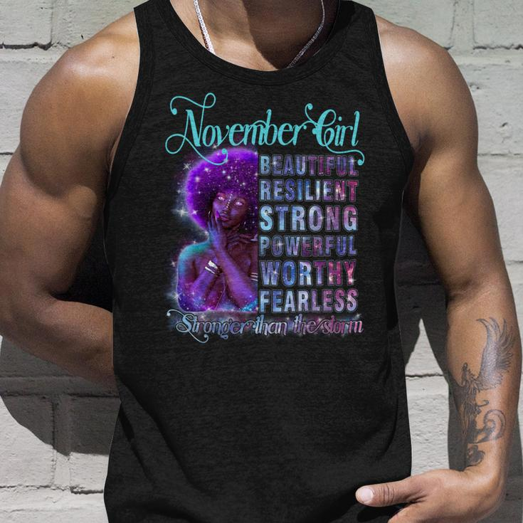 November Queen Beautiful Resilient Strong Powerful Worthy Fearless Stronger Than The Storm Unisex Tank Top Gifts for Him